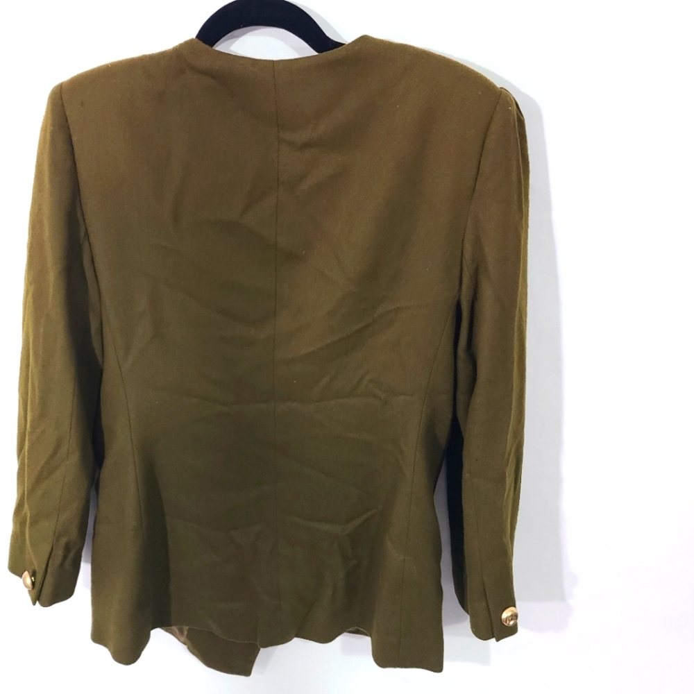 Oleg Cassini Women's Size 14 Olive Green Blazer Jacket Wool Office Career - Picture 7 of 9